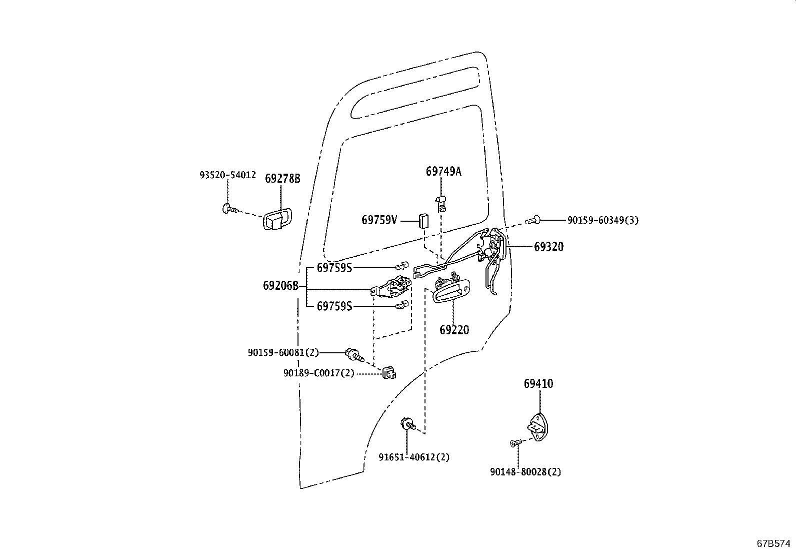 69206-60040-C0 HANDLE SUB-ASSY, FRONT DOOR INSIDE, LH product image