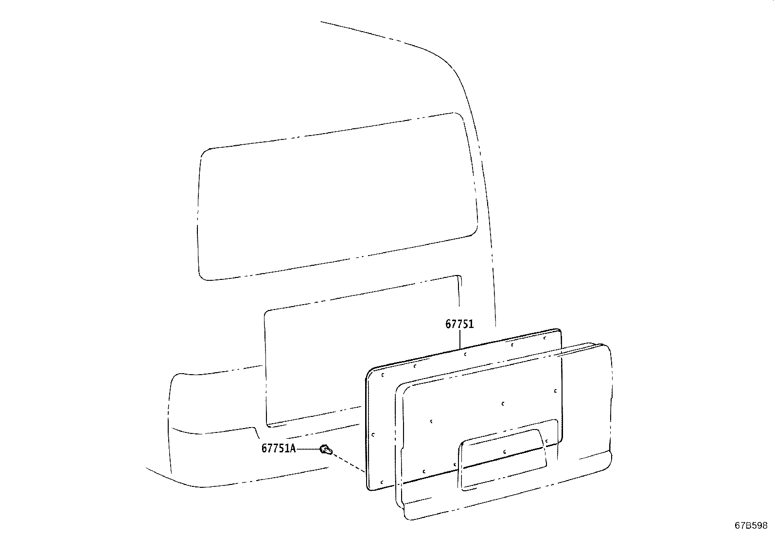 67751-0S050 BOARD, BACK DOOR TRIM product image