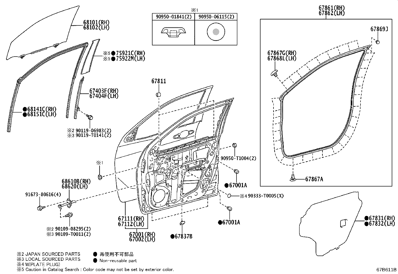 Toyota 67610-YY080-C0 BOARD SUB-ASSY, FRONT DOOR TRIM, RH