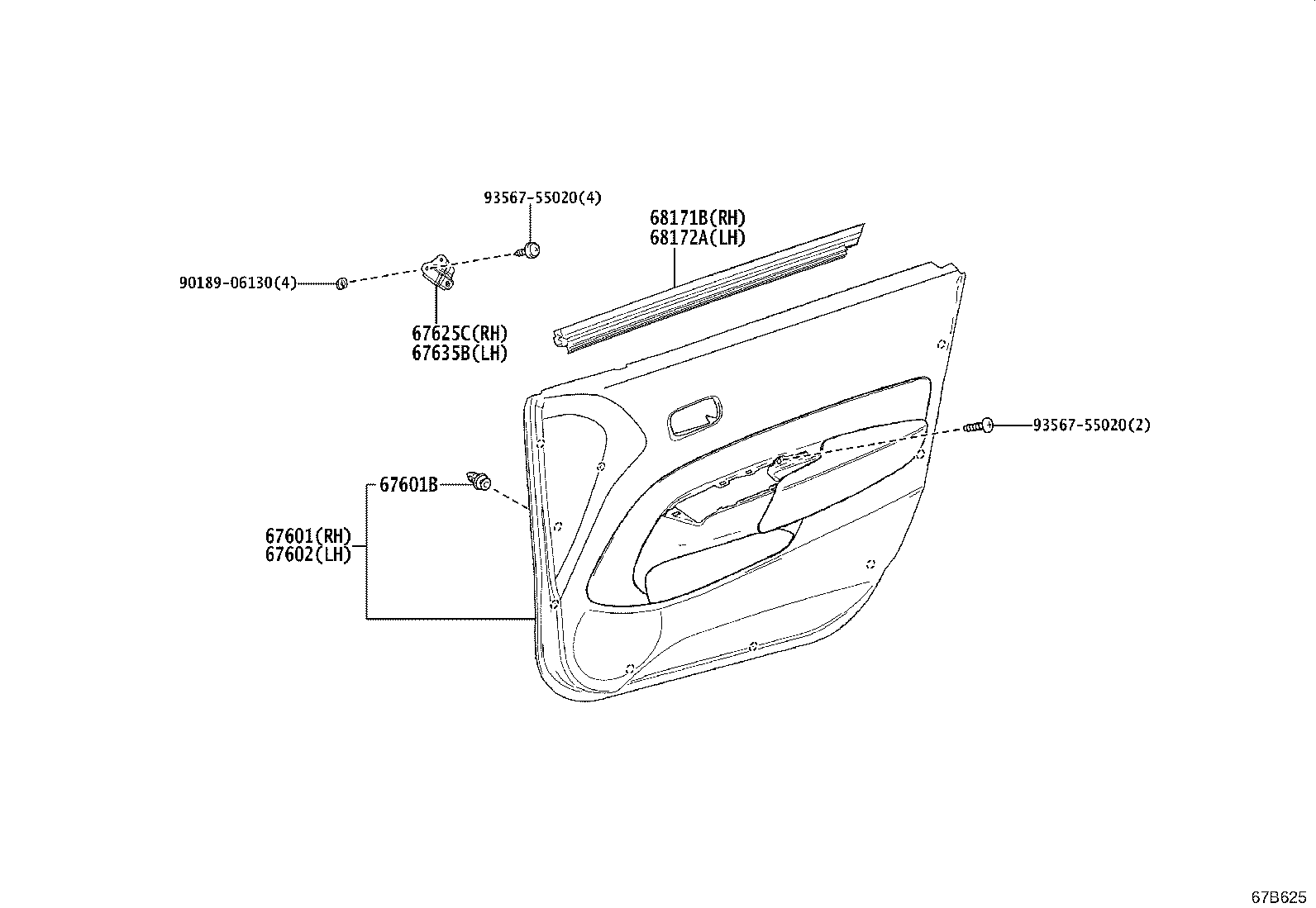 67404-52241 FRAME SUB-ASSY, FRONT DOOR, REAR LOWER LH product image