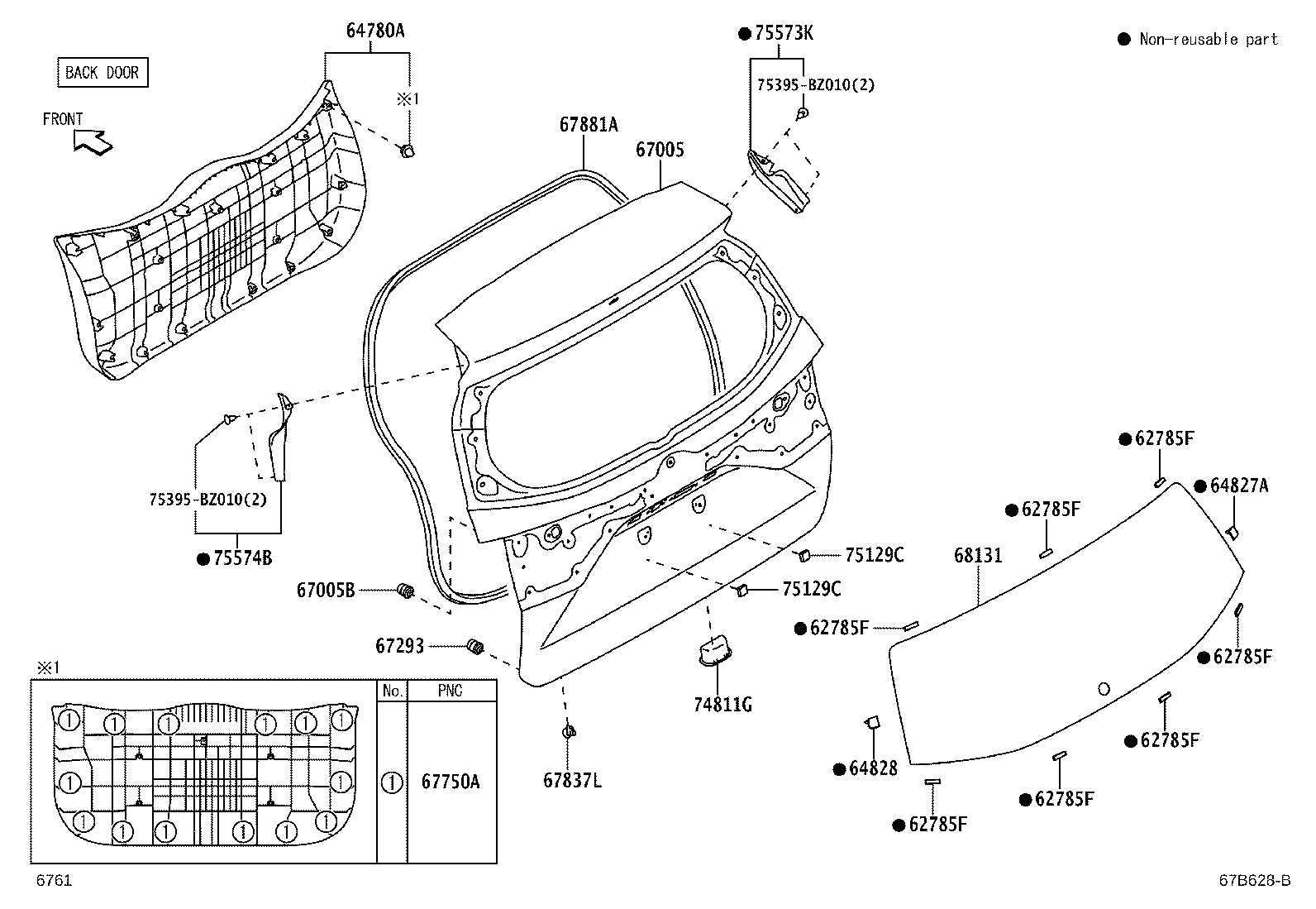 Toyota 64818-BZ090 SPACER, BACK DOOR GLASS
