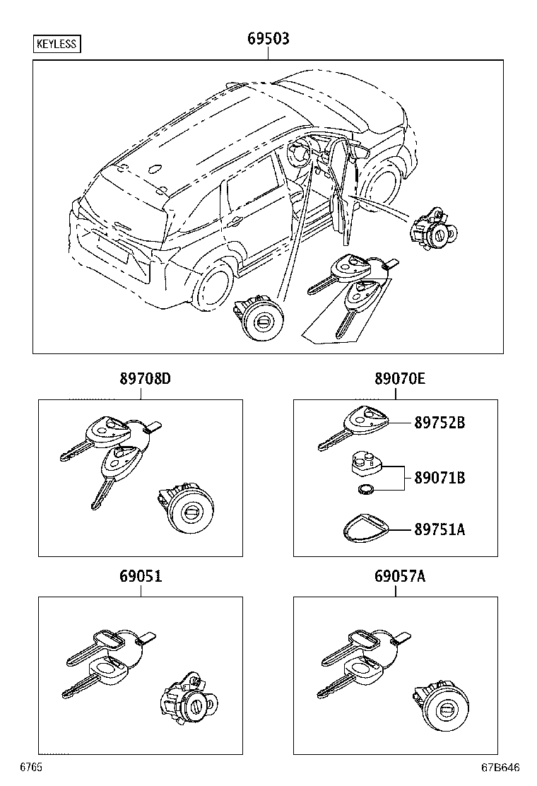 89708-BZ261 CYLINDER SET, LOCK W/TRANSPONDER KEY TRANSMITTER product image