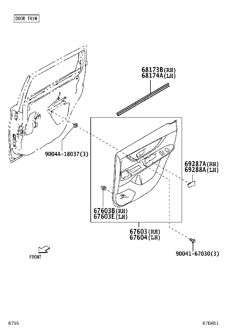 67488-BZ080 GARNISH, REAR DOOR REAR GUIDE BRACKET, LH product image