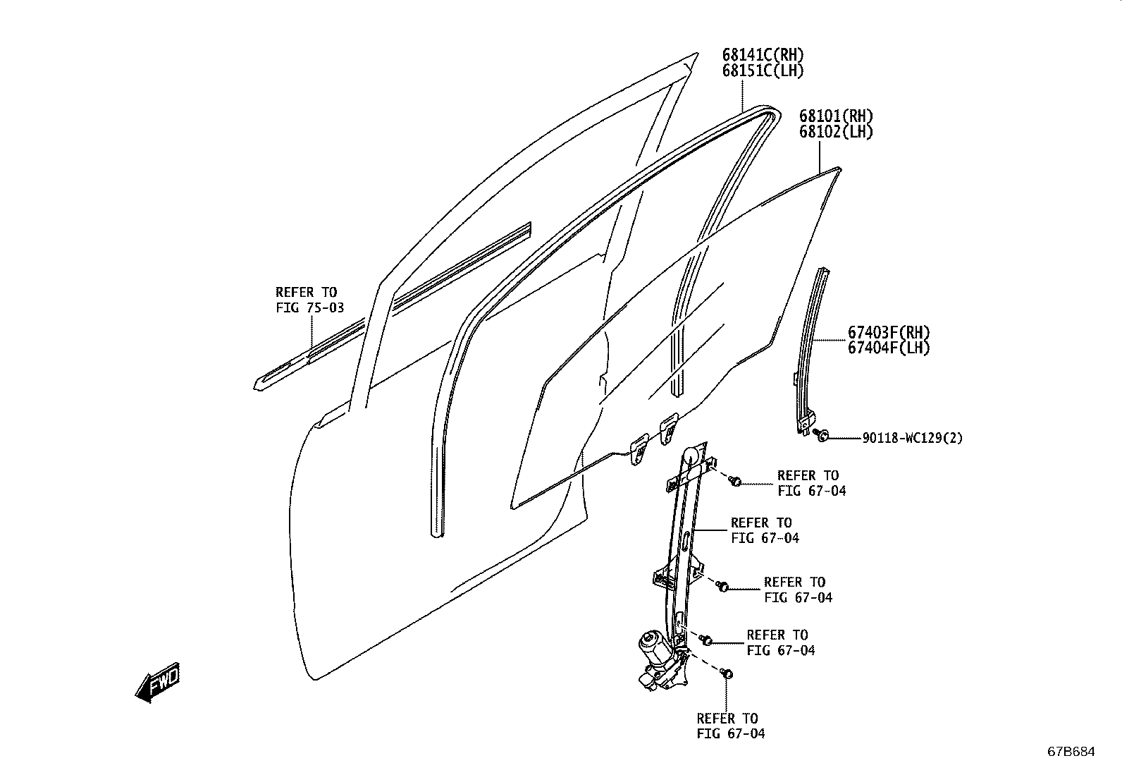 67404-WC004 FRAME SUB-ASSY, FRONT DOOR, REAR LOWER LH product image