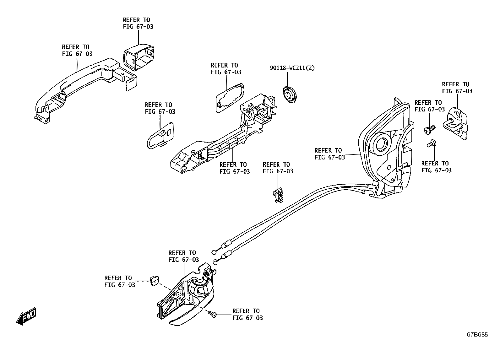 67404-WC004 FRAME SUB-ASSY, FRONT DOOR, REAR LOWER LH product image
