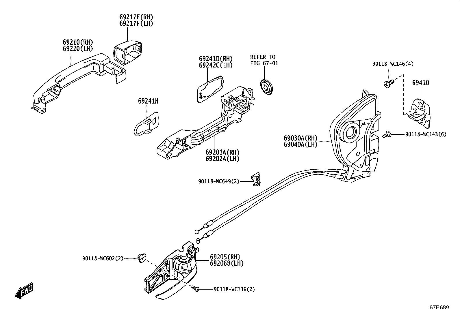 69255-WC003 HANDLE ASSY, FRONT DOOR, OUTSIDE RH product image