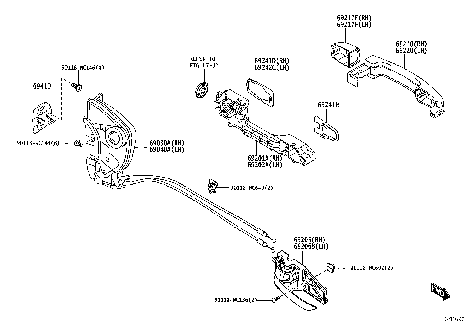 69255-WC003 HANDLE ASSY, FRONT DOOR, OUTSIDE RH product image