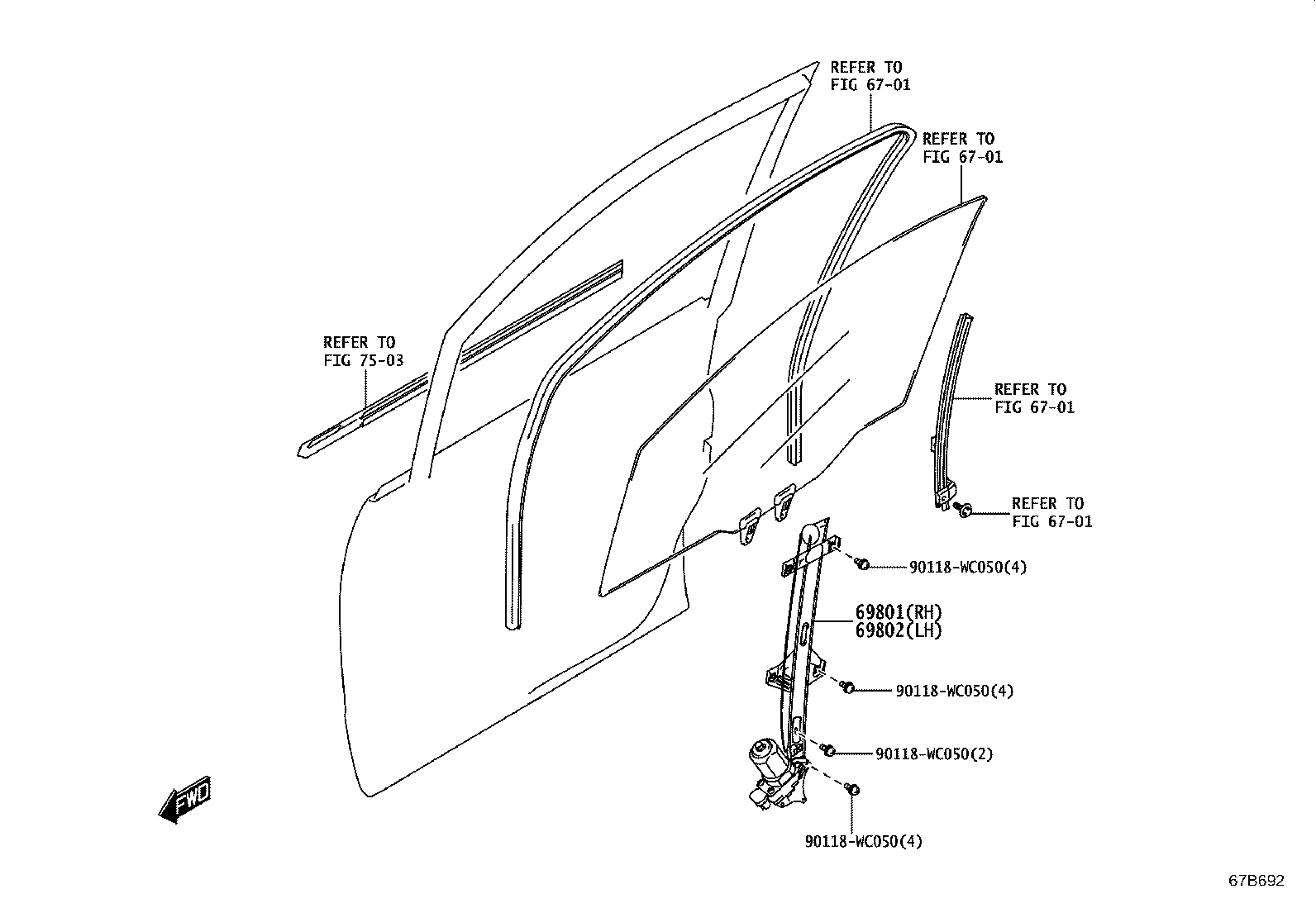 69801-WC005 REGULATOR SUB-ASSY, FRONT DOOR WINDOW, RH product image
