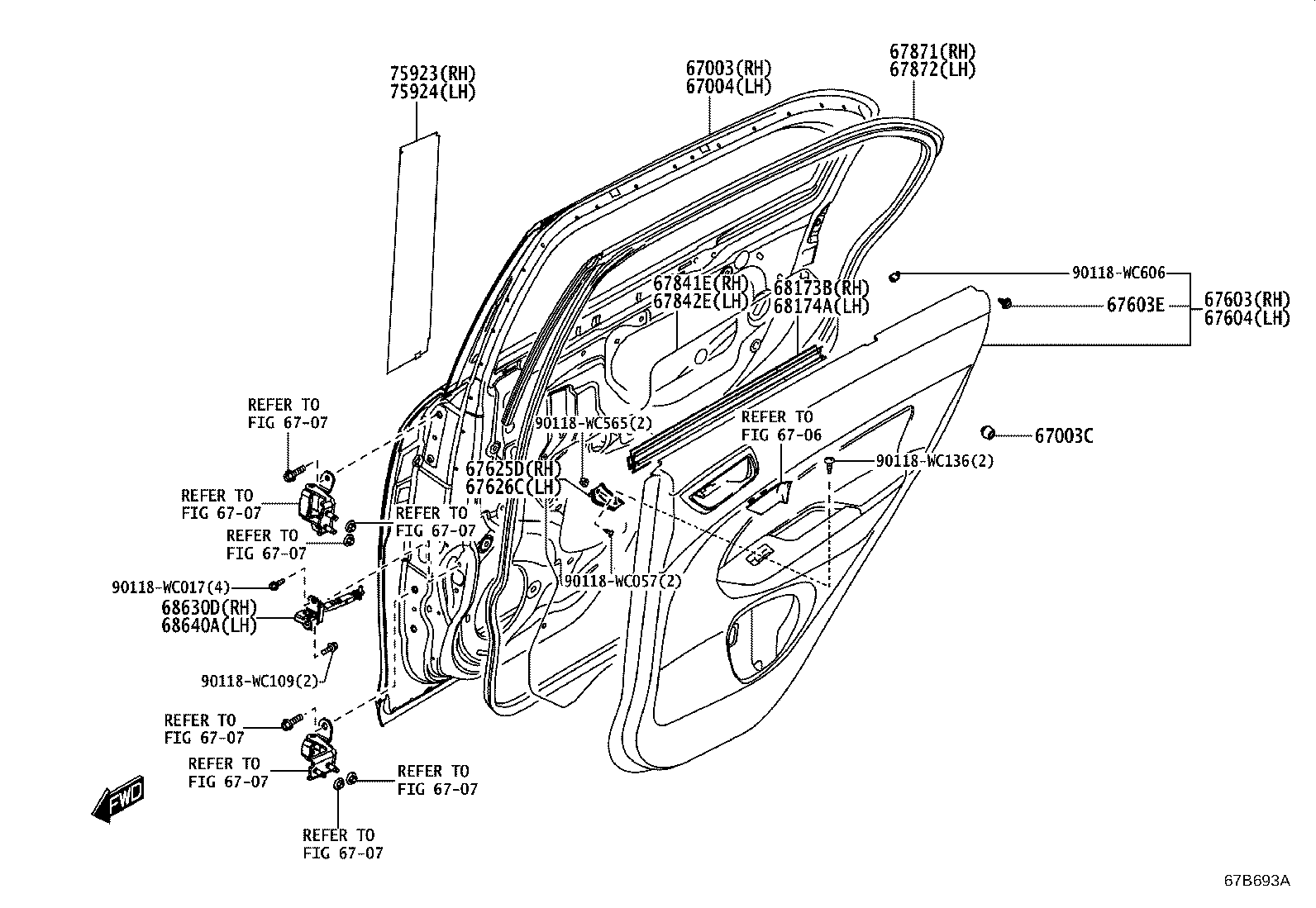 67003-WC005 PANEL SUB-ASSY, REAR DOOR, RH product image