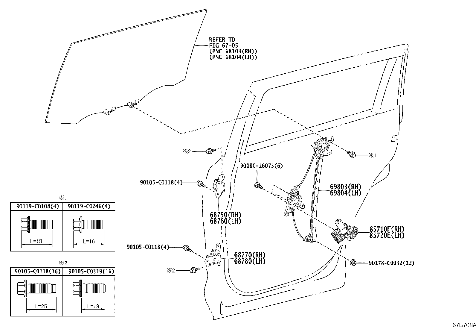 69802-0E130 REGULATOR SUB-ASSY, REAR DOOR WINDOW, LH product image