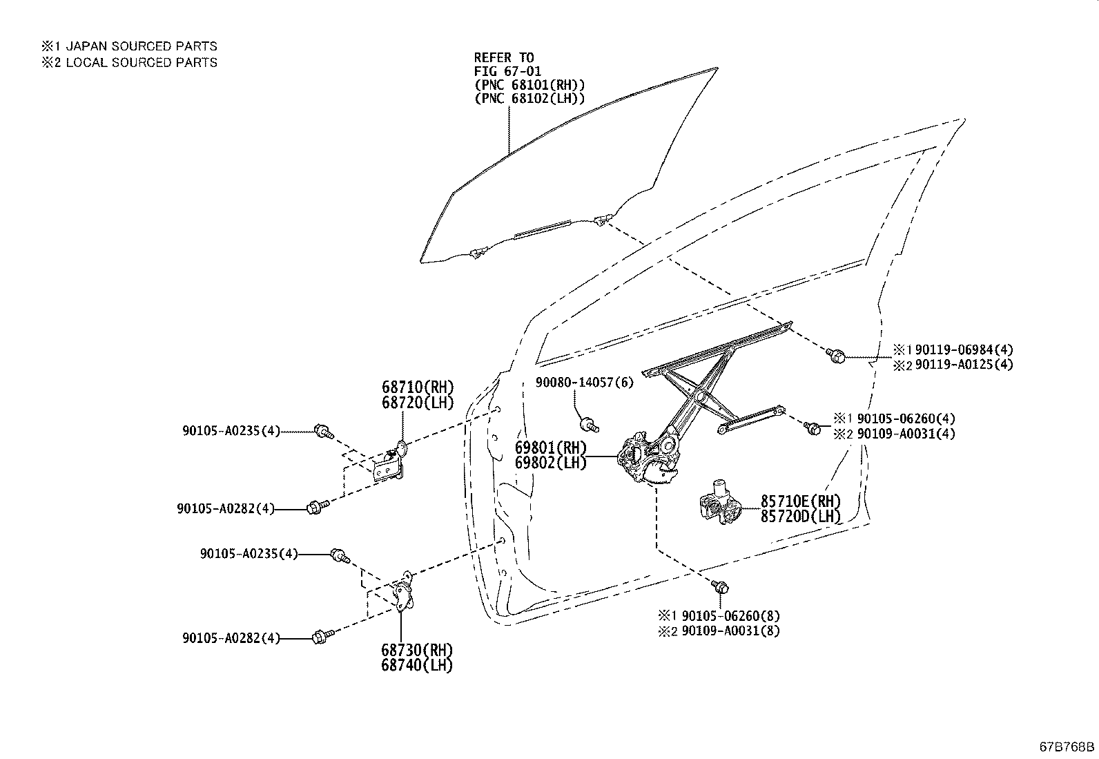 Toyota 85710-0A190 MOTOR ASSY, POWER WINDOW REGULATOR, RH