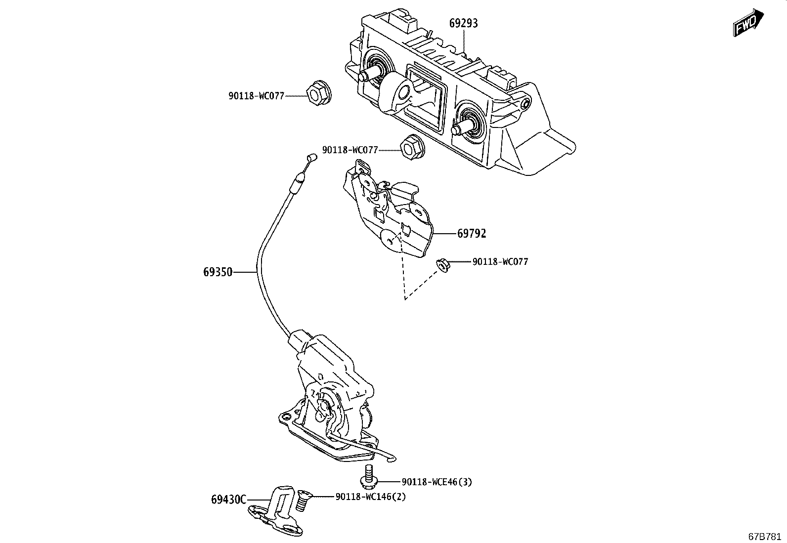 68950-WC008 STAY ASSY, BACK DOOR, RH product image