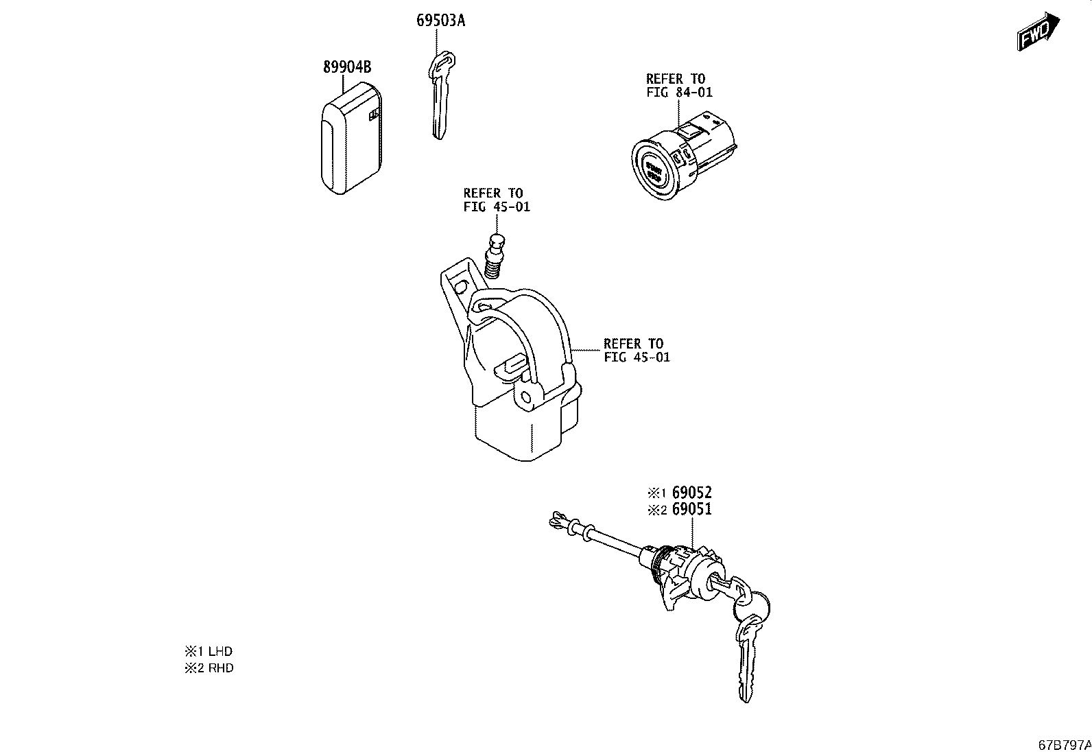 69005-WC021 CYLINDER & KEY SET, DOOR LOCK, LH product image