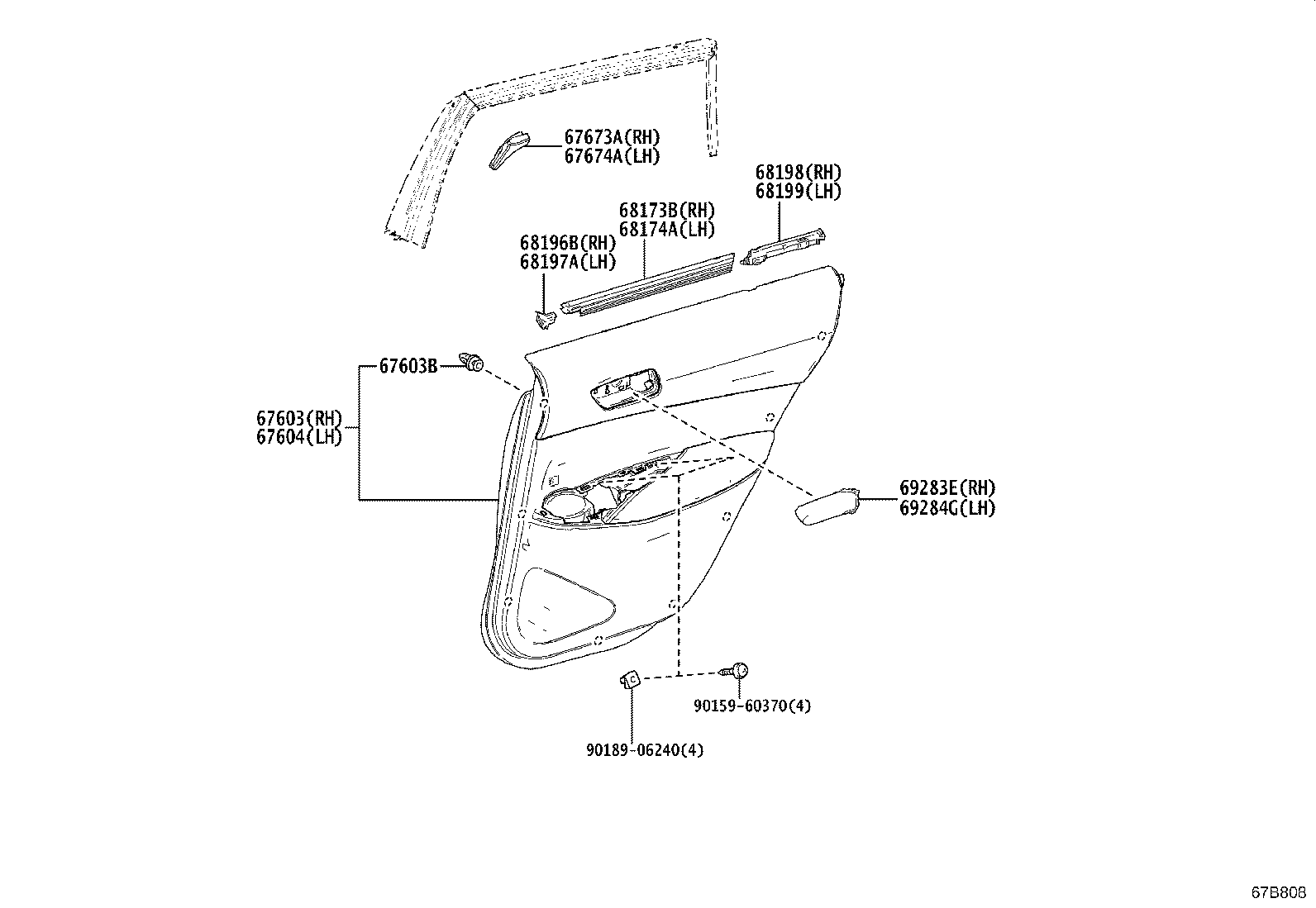 67004-16280 PANEL SUB-ASSY, REAR DOOR, LH product image