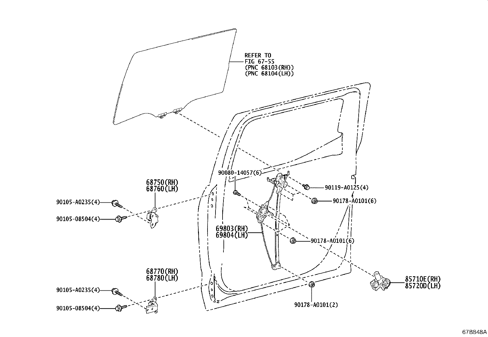 Toyota 85710-0C150 MOTOR ASSY, POWER WINDOW REGULATOR, RH