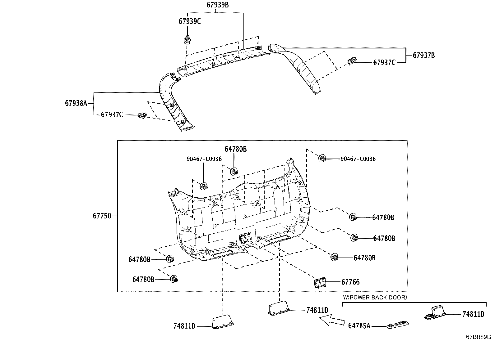 64818-0E080 SPACER, BACK DOOR GLASS, NO.1 product image