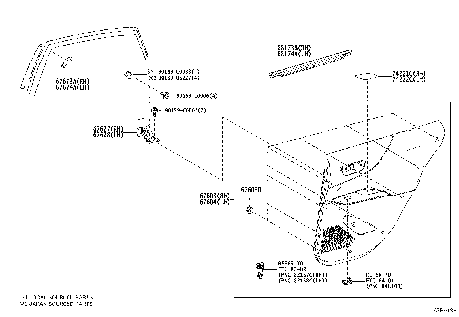 67674-0E050 GARNISH, REAR DOOR FRAME, LH product image