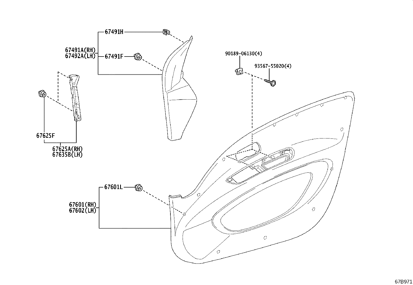67401-0H030 FRAME SUB-ASSY, FRONT DOOR, FRONT LOWER RH product image