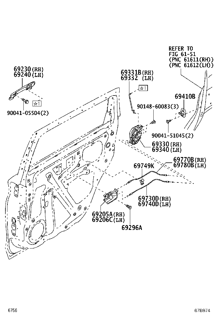69730-BZ280 CABLE ASSY, REAR DOOR LOCK REMOTE CONTROL, RH product image