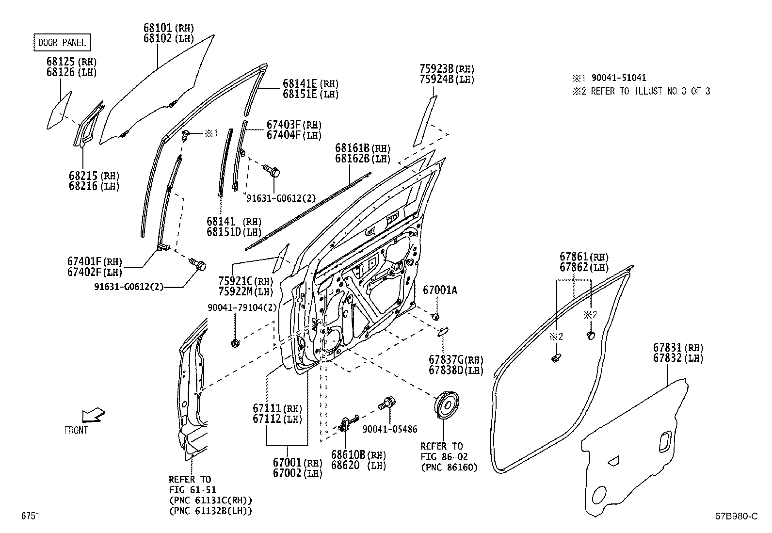 67862-BZ280 WEATHERSTRIP, FRONT DOOR, LH product image