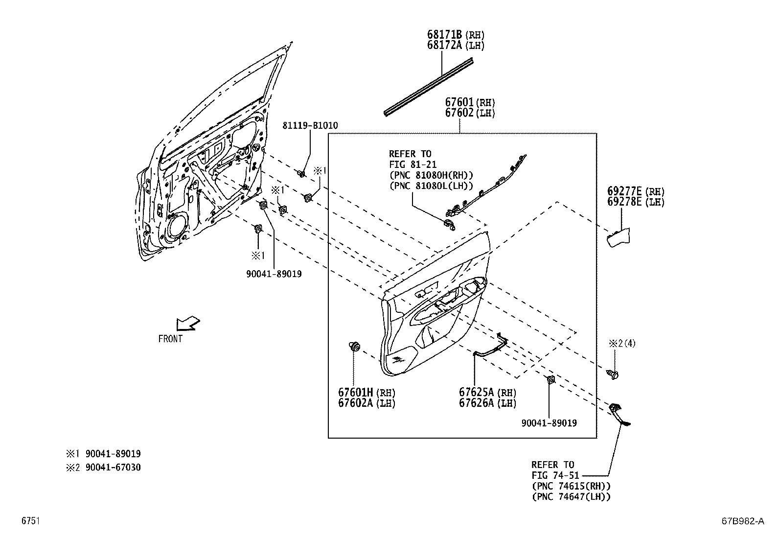 67862-BZ280 WEATHERSTRIP, FRONT DOOR, LH product image