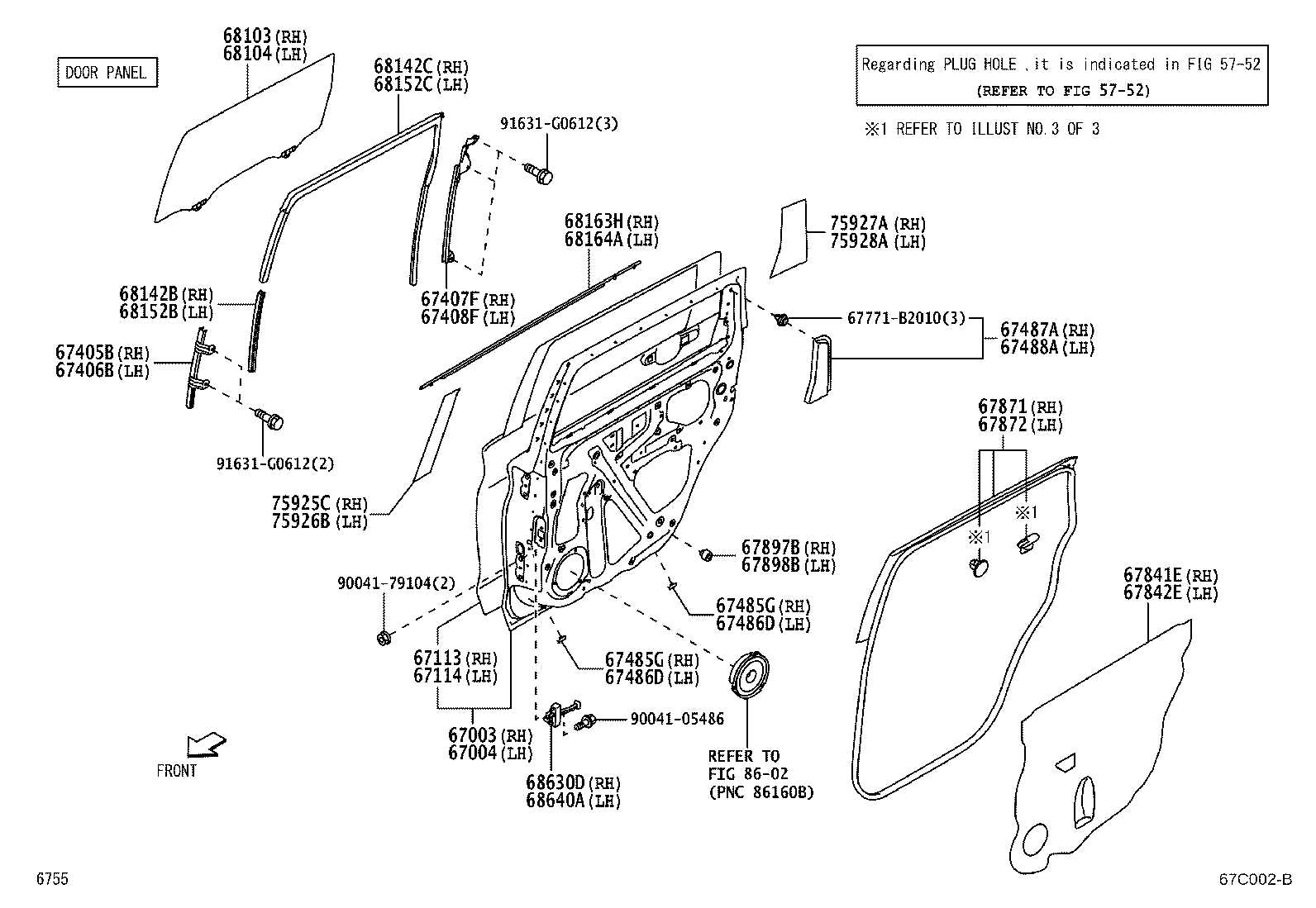 67837-BZ080 SEAL, REAR DOOR REAR LOWER FRAME, RH product image