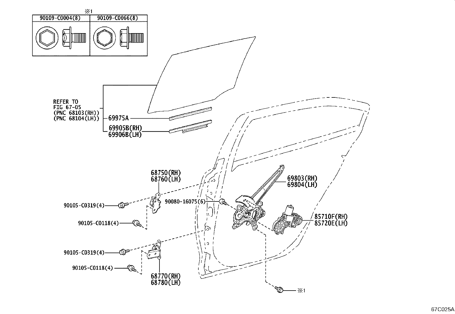 69803-0A040 REGULATOR SUB-ASSY, REAR DOOR WINDOW, RH product image