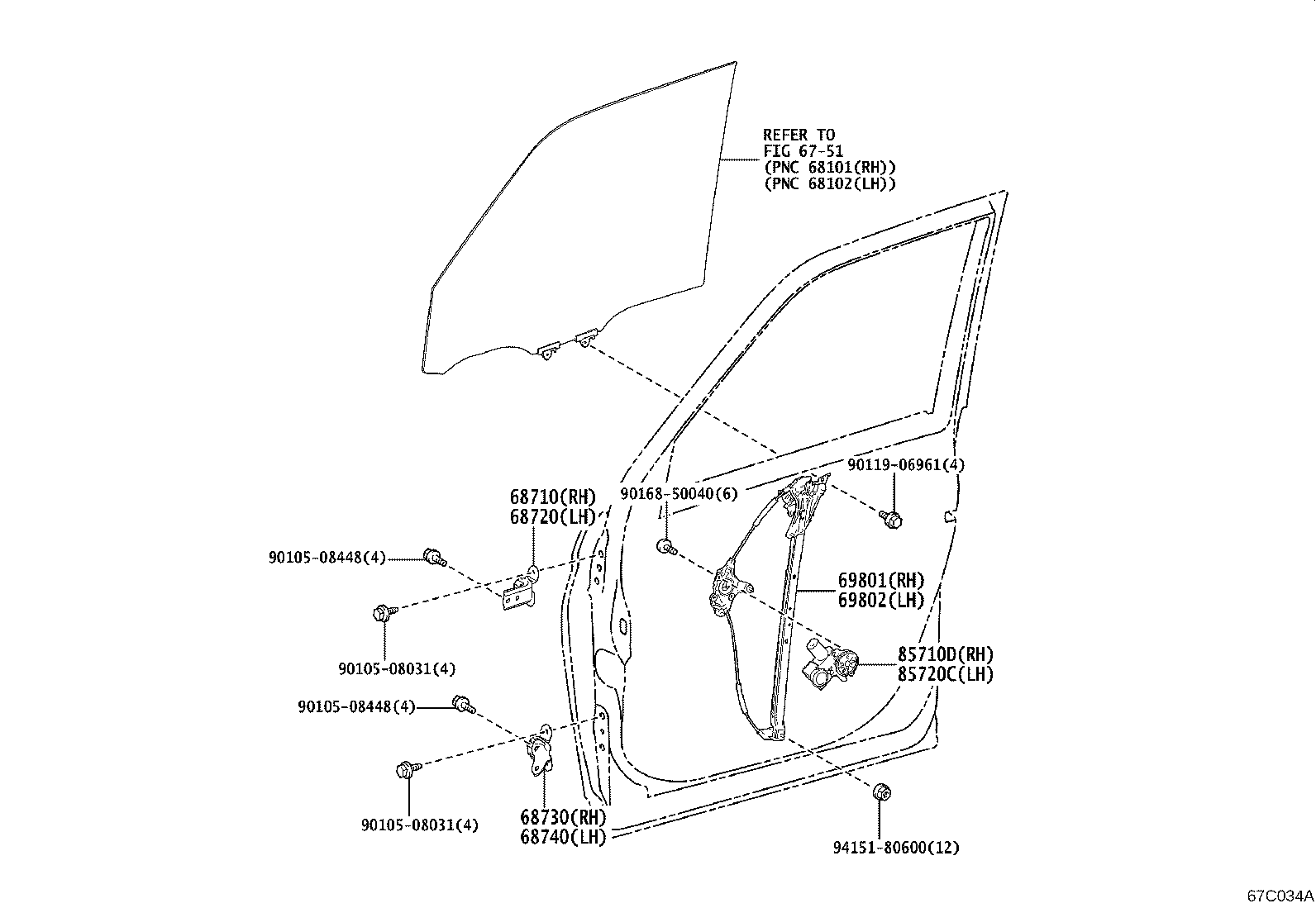 69801-28140 REGULATOR SUB-ASSY, FRONT DOOR WINDOW, RH product image
