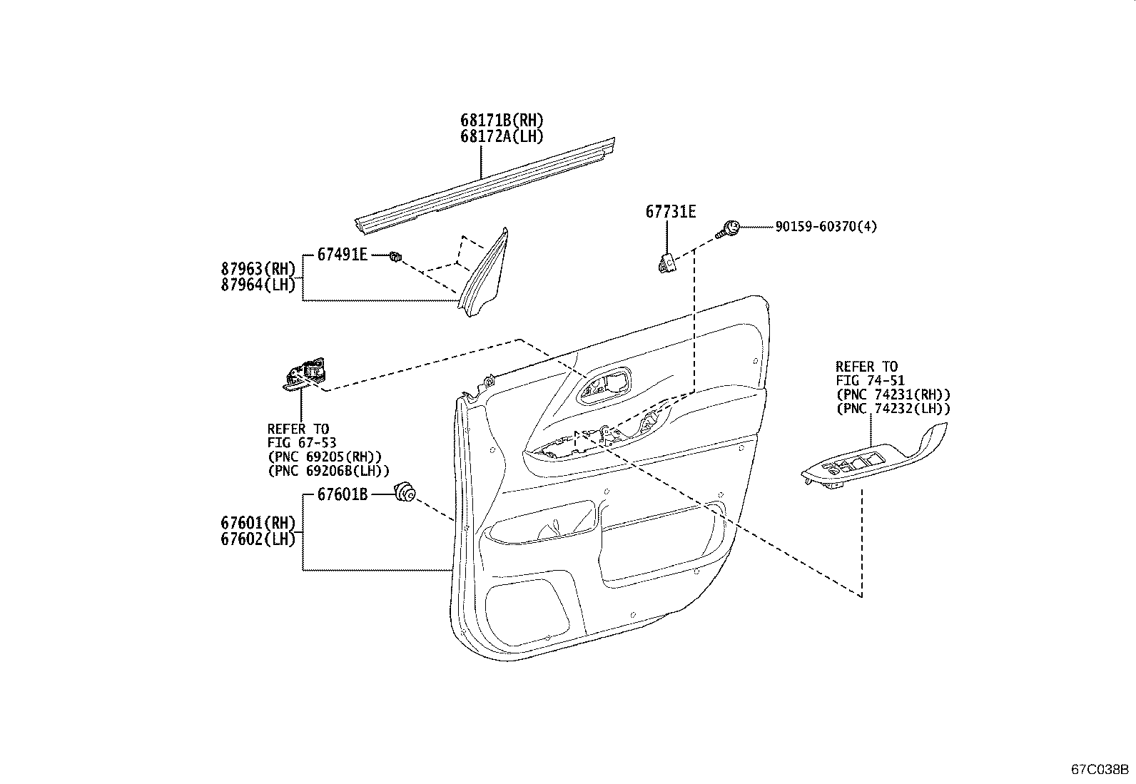 67862-28120 WEATHERSTRIP, FRONT DOOR, LH product image