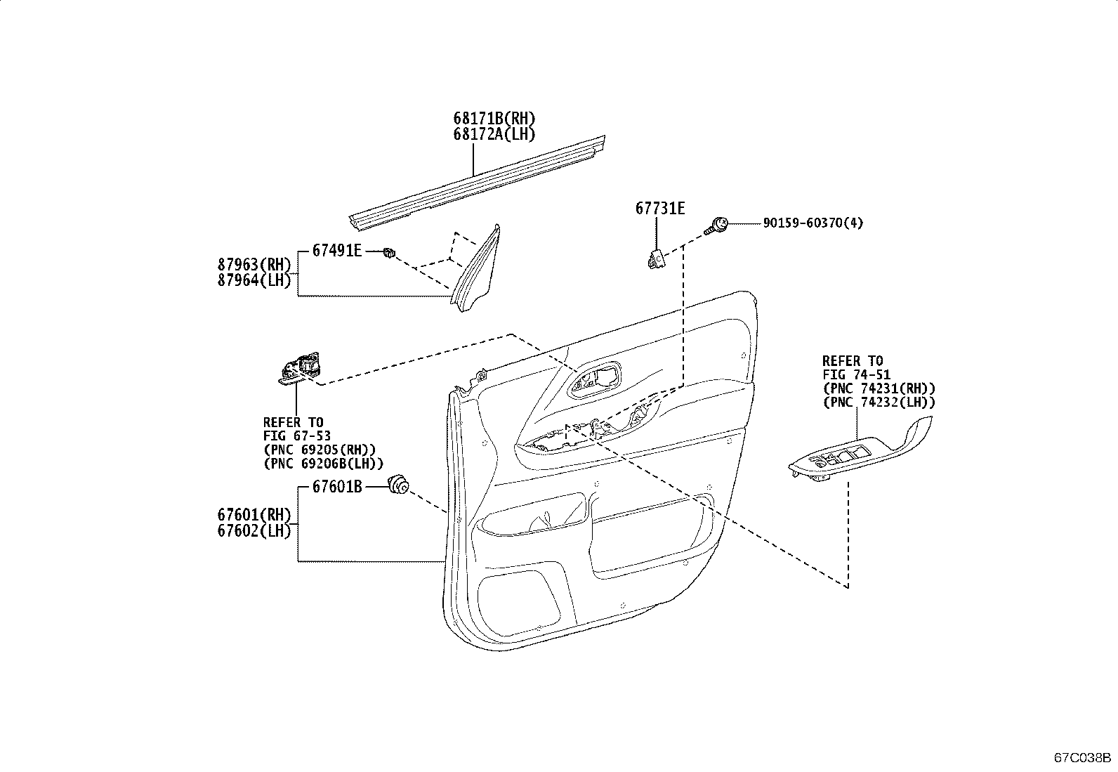 67862-28110 WEATHERSTRIP, FRONT DOOR, LH product image