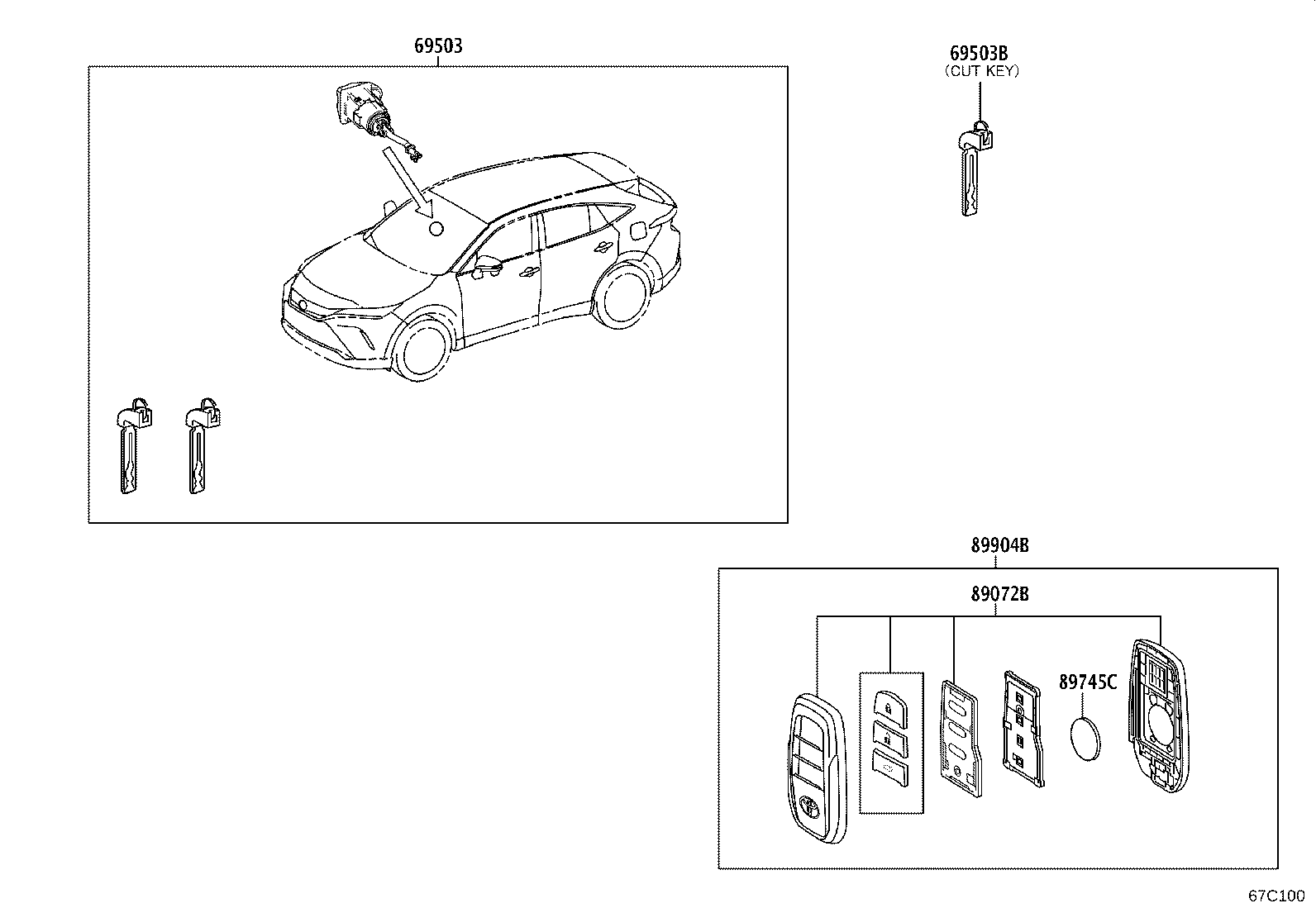 89072-0E440 HOUSING SET, DOOR CONTROL TRANSMITTER (FOR SMART KEY) product image