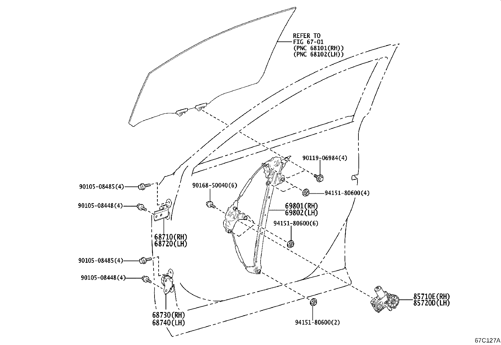 Toyota 85710-42160 MOTOR ASSY, POWER WINDOW REGULATOR, RH