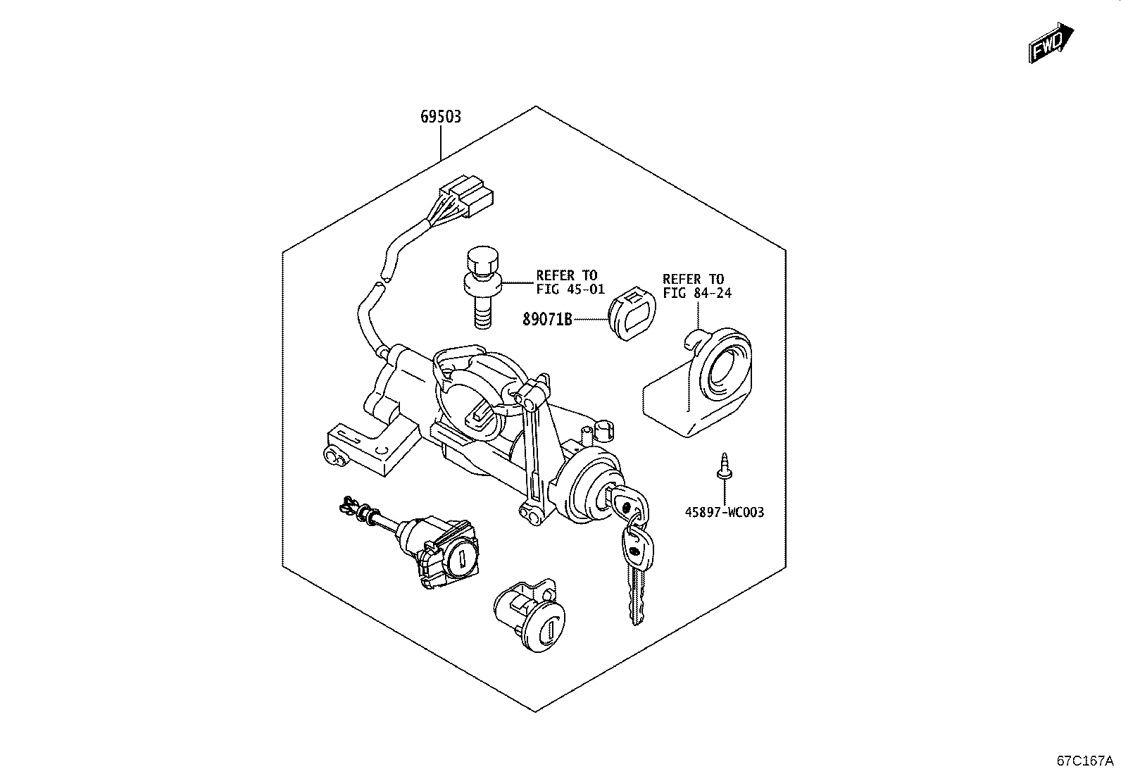 69005-WC025 CYLINDER & KEY SET, DOOR LOCK, RH product image