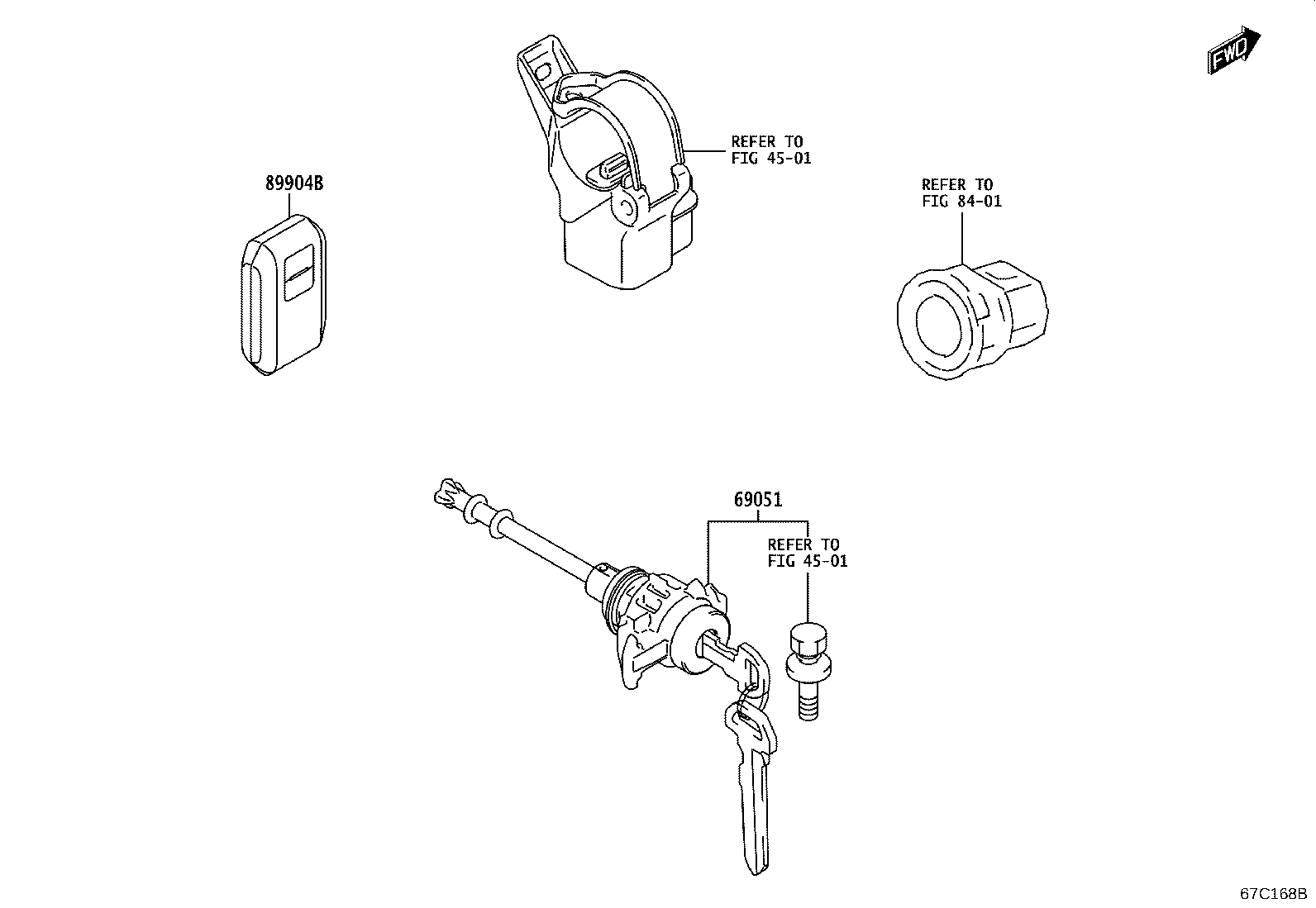 69005-WC025 CYLINDER & KEY SET, DOOR LOCK, RH product image