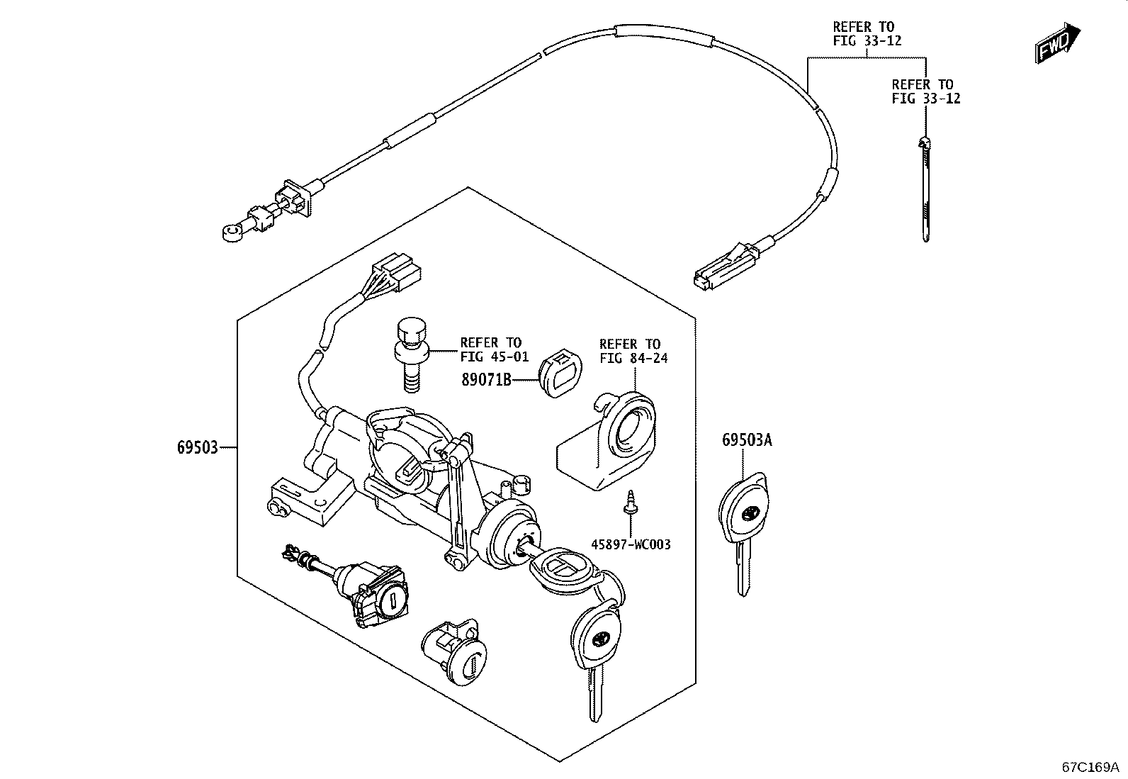 69005-WC027 CYLINDER & KEY SET, DOOR LOCK, LH product image