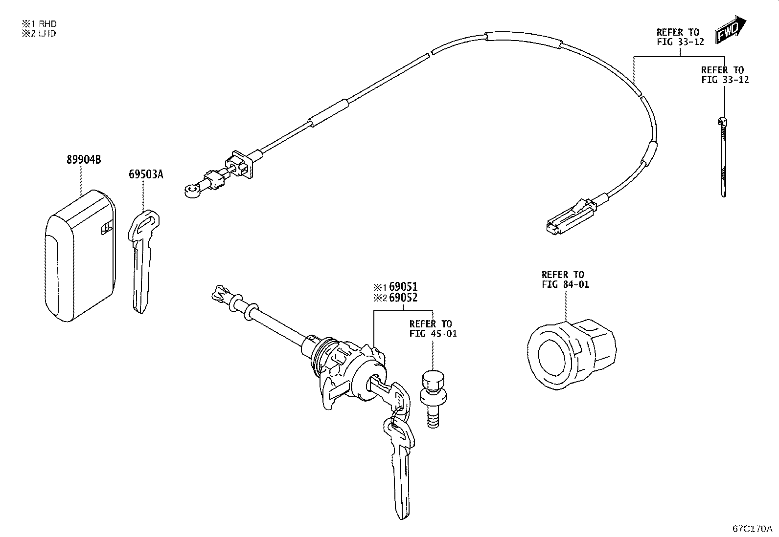 69005-WC027 CYLINDER & KEY SET, DOOR LOCK, LH product image
