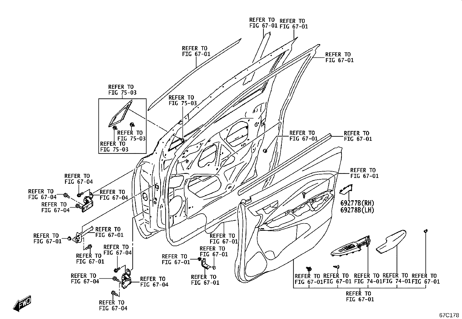 69205-WC002 HANDLE SUB-ASSY, FRONT DOOR INSIDE, RH product image