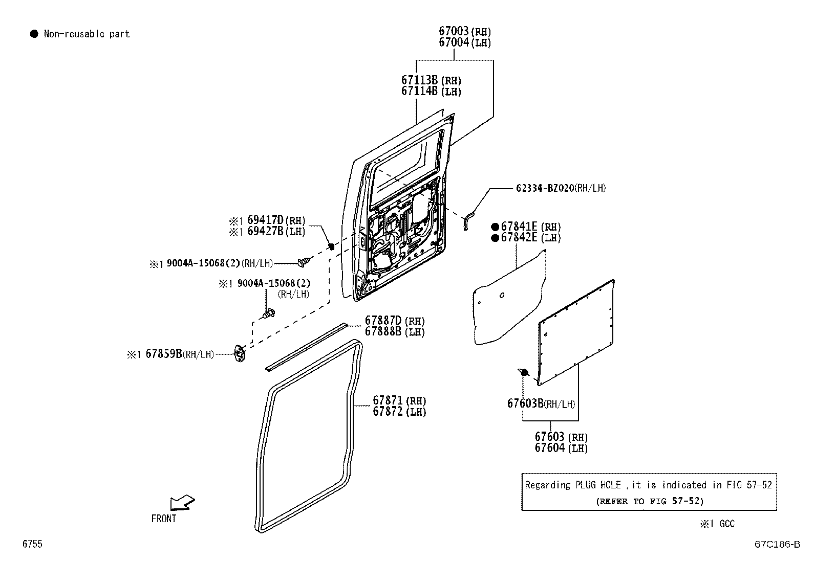 67003-BZ830 PANEL SUB-ASSY, REAR DOOR, RH product image