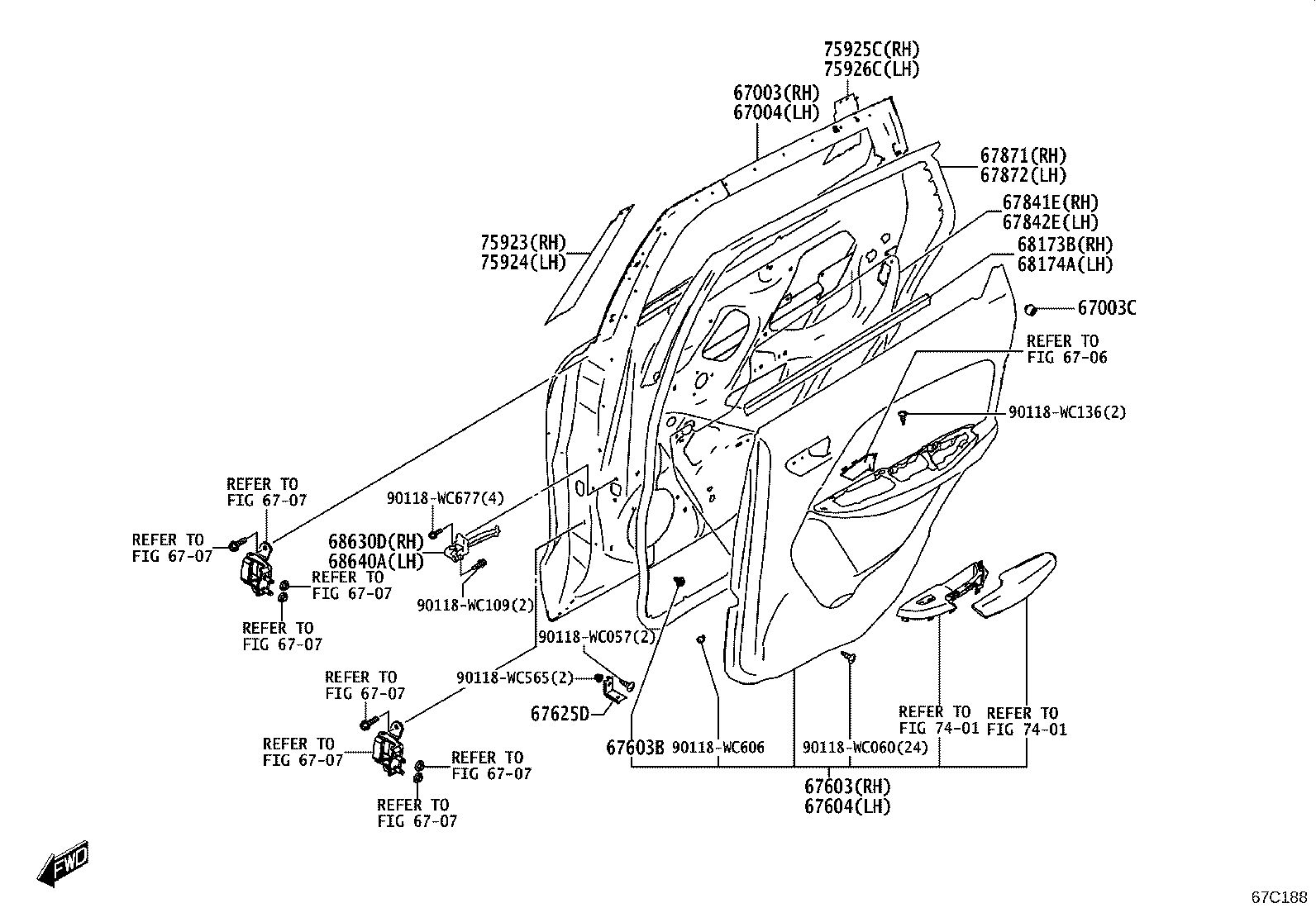 67004-WC008 PANEL SUB-ASSY, REAR DOOR, LH product image