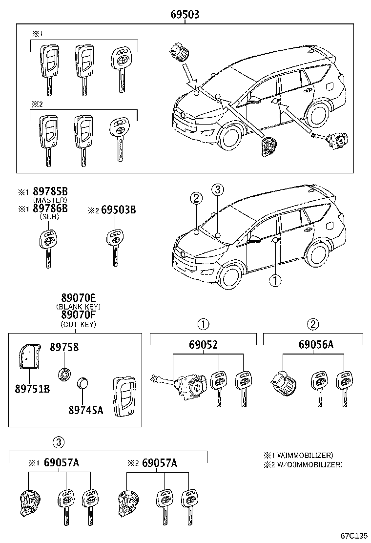 69005-0KG50 CYLINDER SET, LOCK product image
