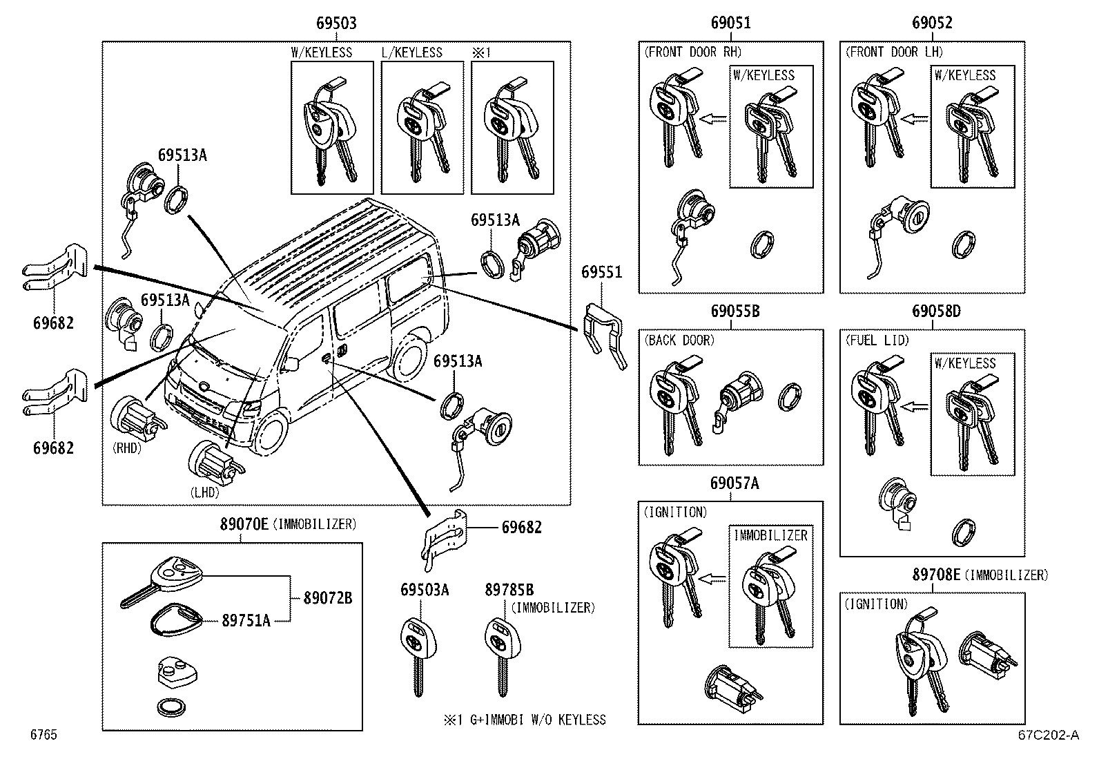 69052-BZ050 CYLINDER & KEY SET, DOOR LOCK, LH product image
