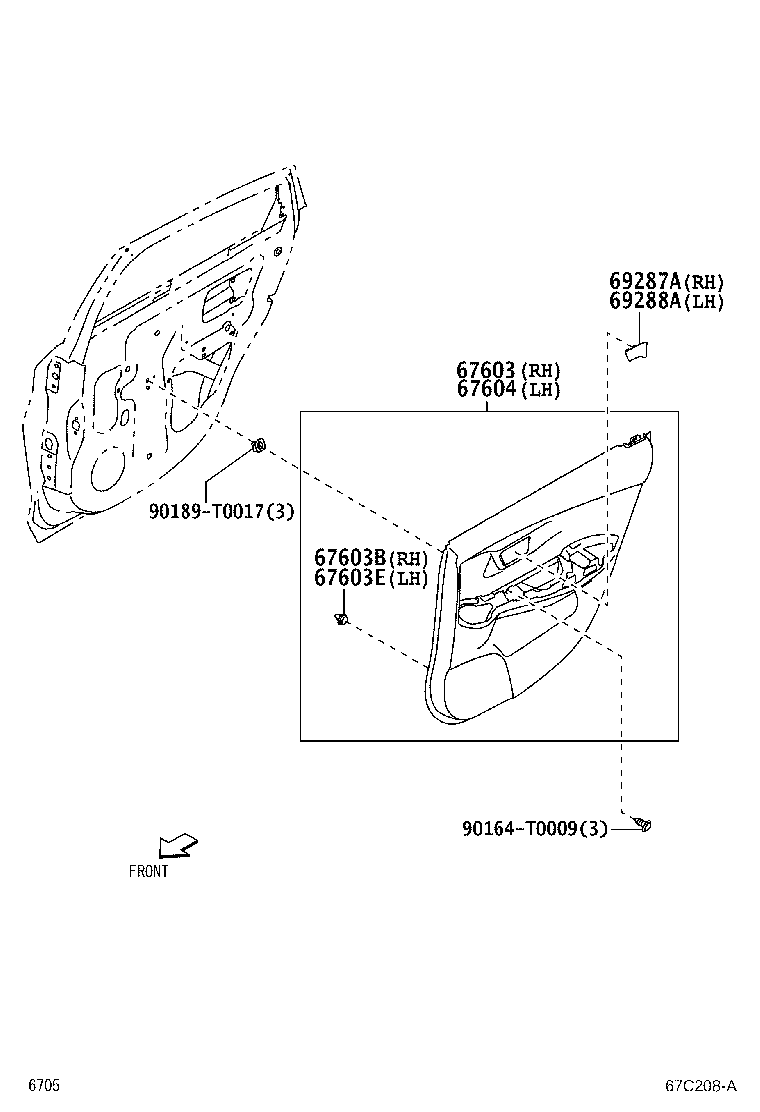 67004-BZ770 PANEL SUB-ASSY, REAR DOOR, LH product image