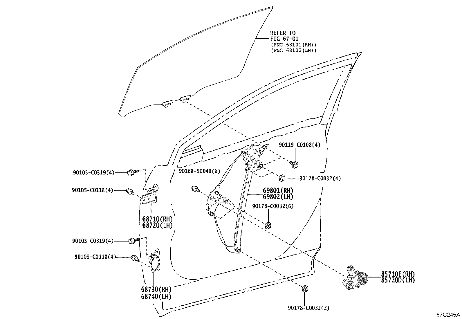69801-0R100 REGULATOR SUB-ASSY, FRONT DOOR WINDOW, RH product image