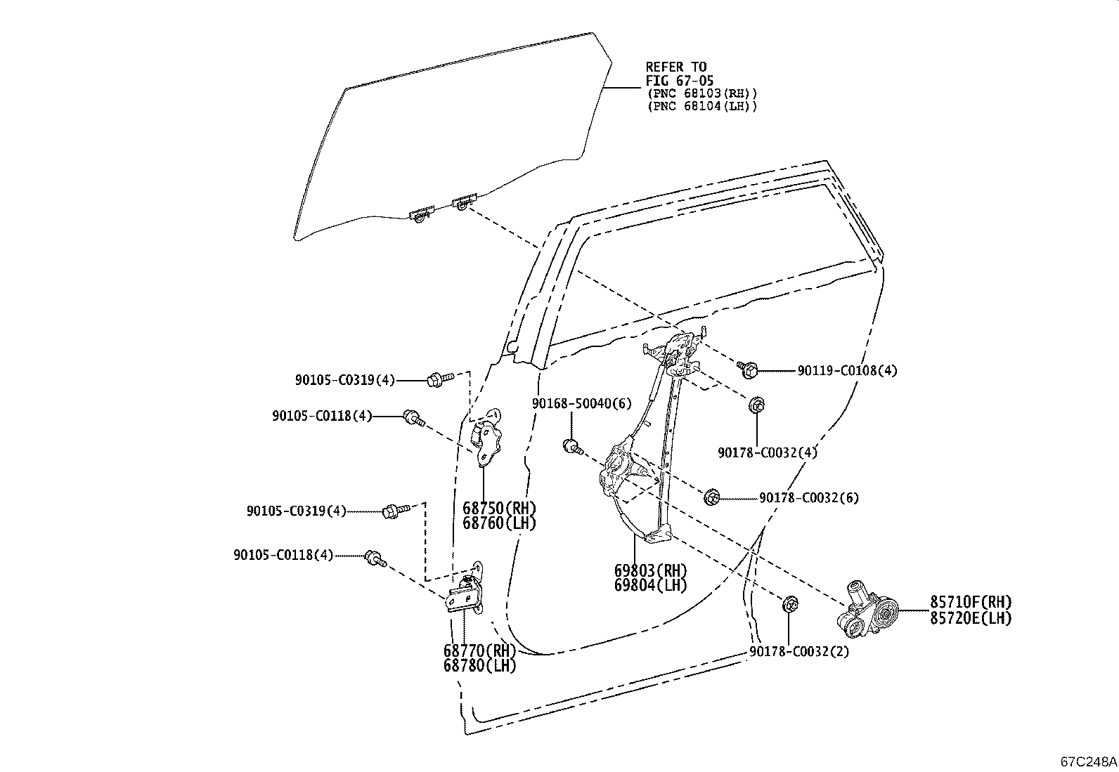 69804-0R100 REGULATOR SUB-ASSY, REAR DOOR WINDOW, LH product image