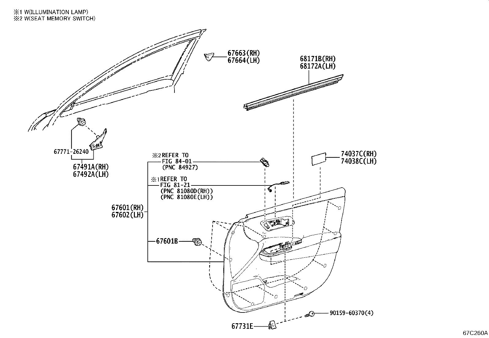 68101-30880 GLASS SUB-ASSY, FRONT DOOR, RH product image
