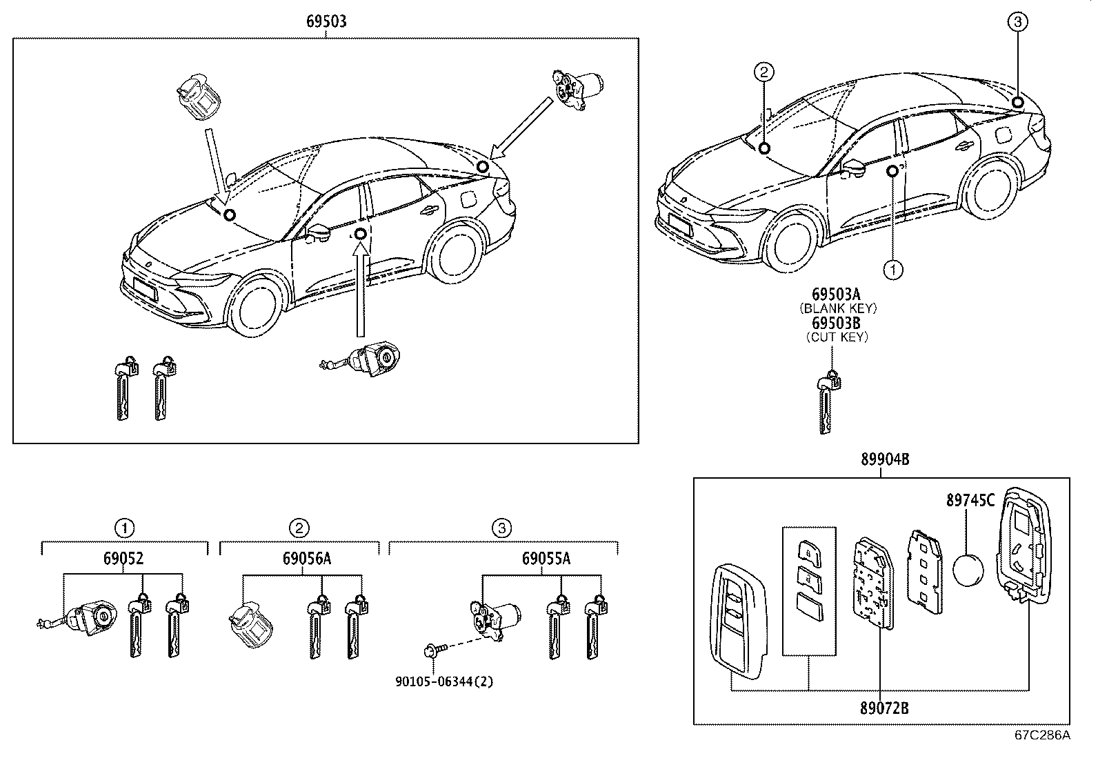 Toyota 69005-30J70 CYLINDER SET, LOCK