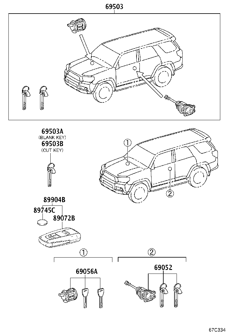 69005-35B90 CYLINDER SET, LOCK product image