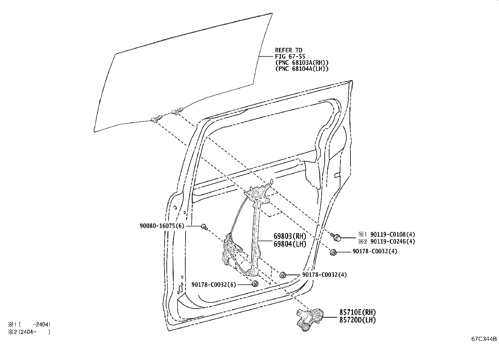 69803-08050 REGULATOR SUB-ASSY, REAR DOOR WINDOW, RH product image