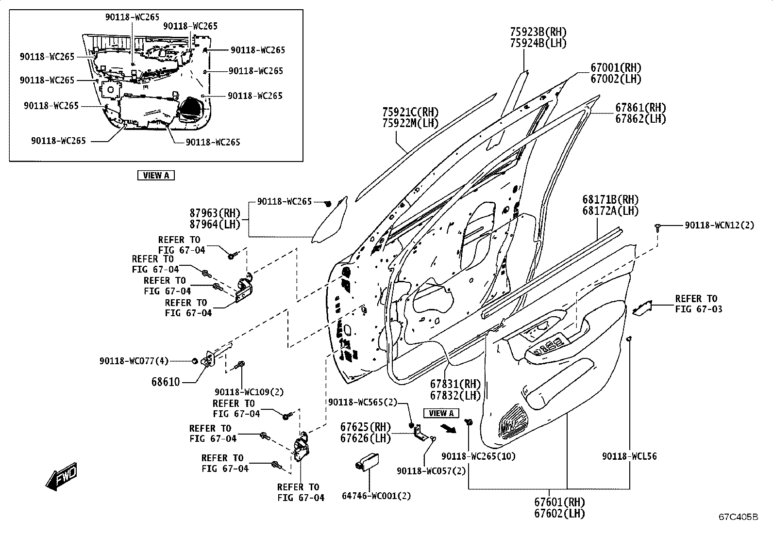67404-WC006 FRAME SUB-ASSY, FRONT DOOR, REAR LOWER LH product image