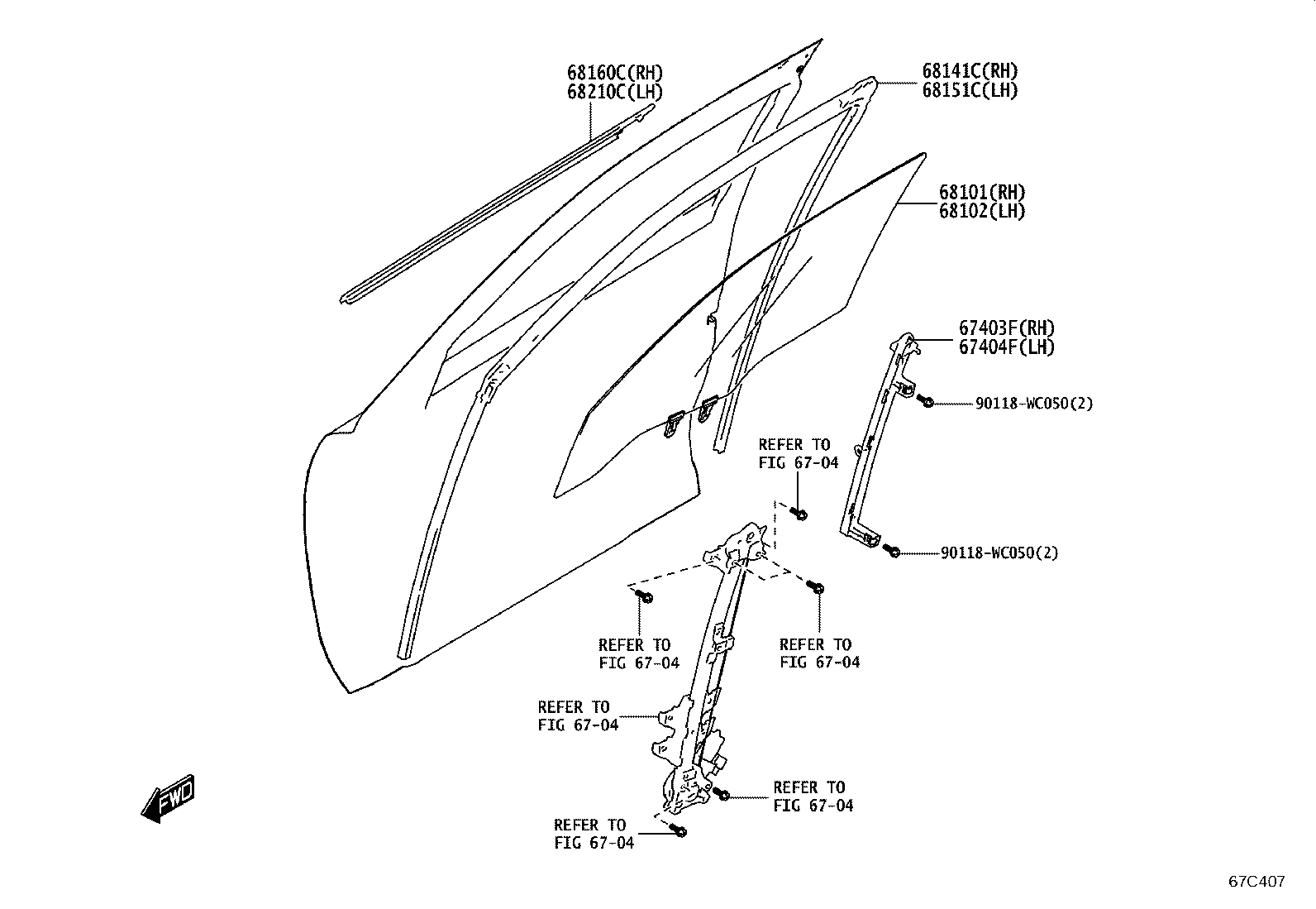 67404-WC006 FRAME SUB-ASSY, FRONT DOOR, REAR LOWER LH product image